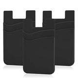 Senose - Cartera de silicona adhesiva para teléfono celular, tarjetero adhesivo para tarjeta de crédito, tarjetero para identificación, bolsillo compatible con iPhone, Samsung Galaxy, cualquier teléfono inteligente, paquete de 3