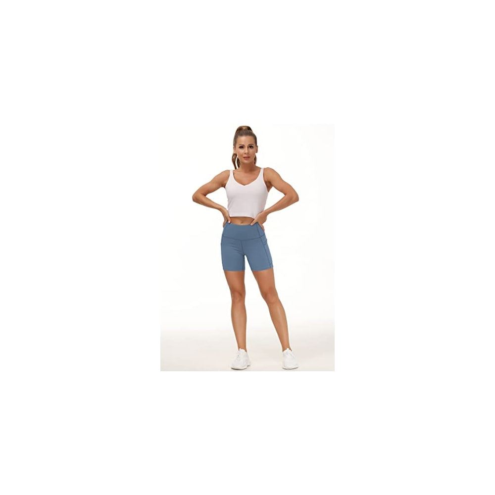 Shorts cortos de yoga para mujer con cintura alta talla S