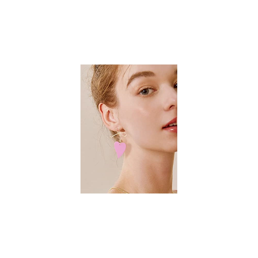 Aretes de corazón rojo para mujer