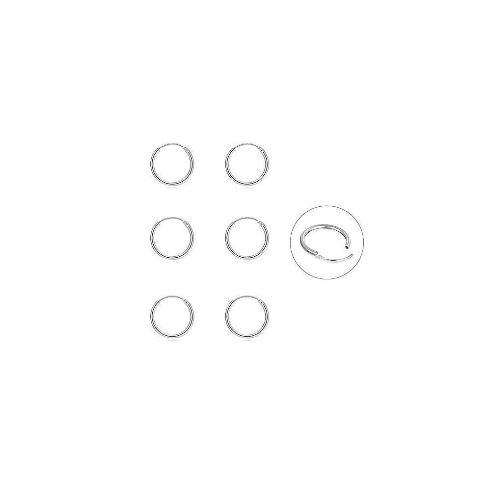 Aretes de aro de plata  para mujeres 3 pares de aretes