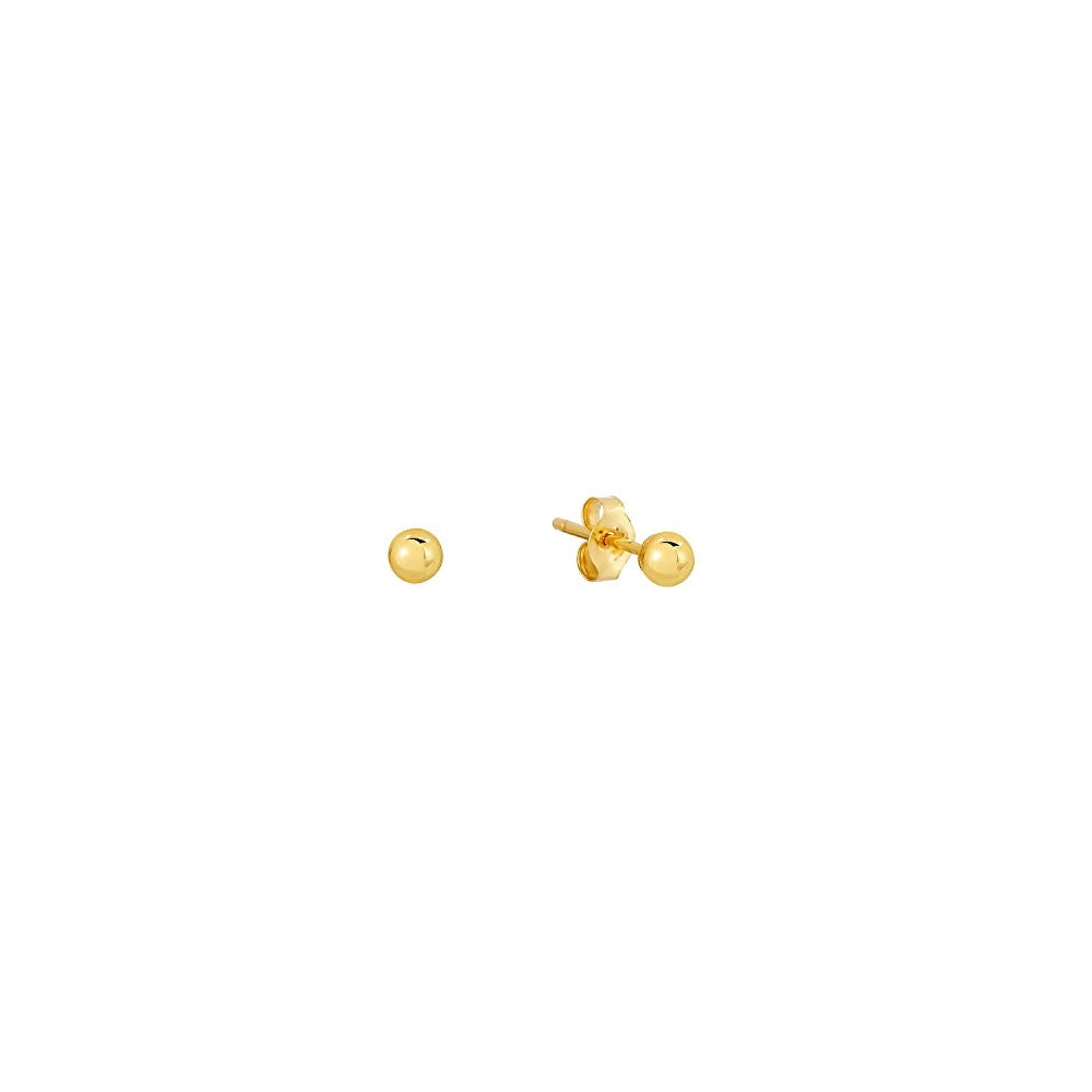 Aretes de bola pulidos de oro amarillo de 14 quilates