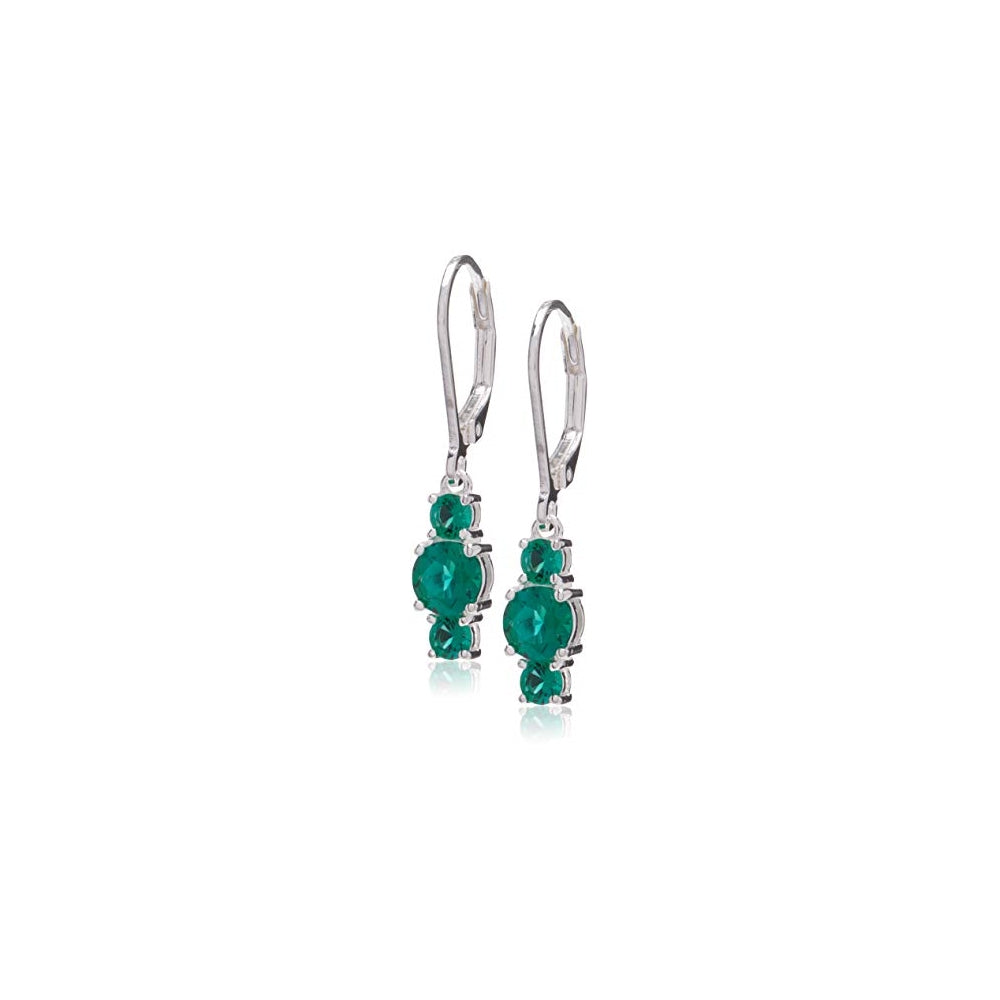 Aretes con colgante  de tres piedras preciosas