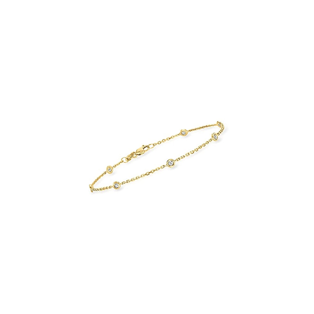 Pulseras de estación de diamantes engastada en oro amarillo