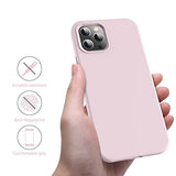 OTOFLY Funda compatible con iPhone 12 Pro Max de 6.7 pulgadas (2020), [Serie sedosa y suave al tacto] Funda protectora de goma de silicona líquida suave de alta calidad (rosa hielo)
