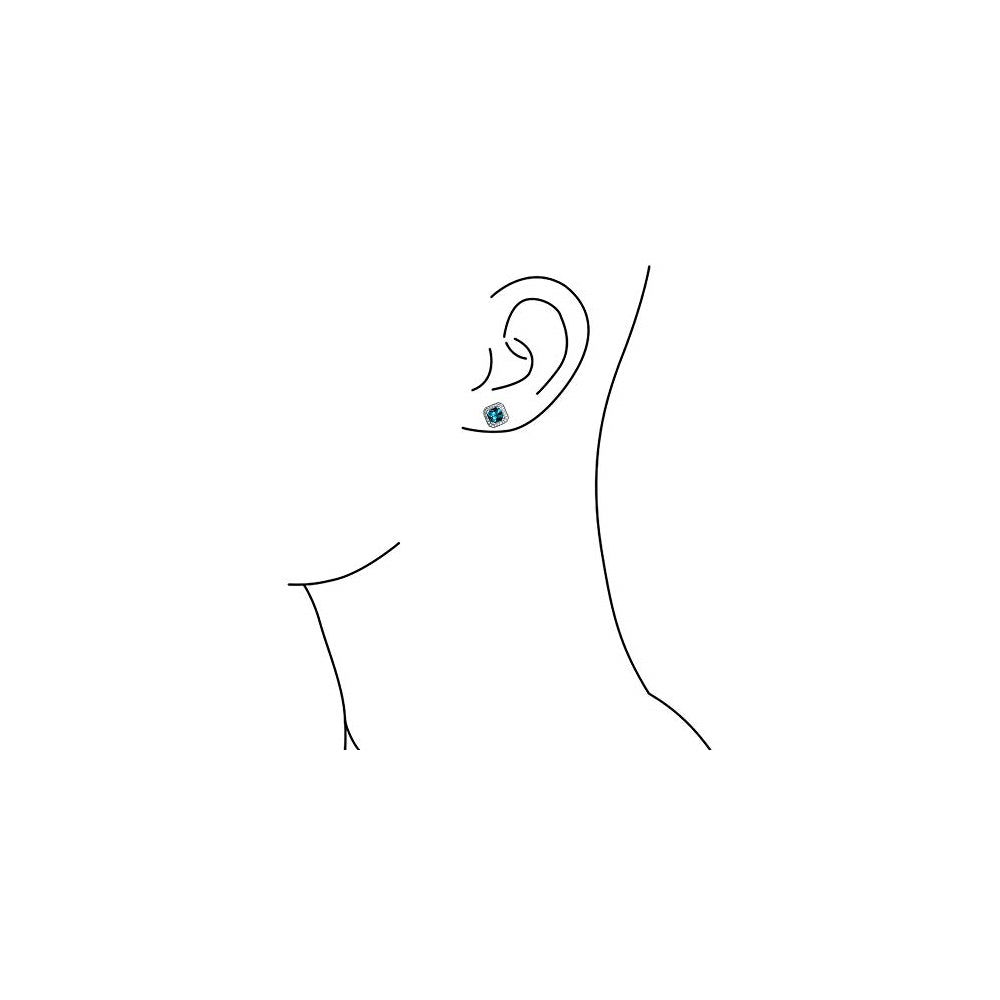 Aretes de plata cuadrados con circonita cúbica azul