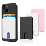 Senose - Cartera para teléfono celular, tarjetero de crédito para espalda, bolsillo para teléfono móvil, compatible con teléfonos inteligentes iPhone 12/11/X/XS, paquete de 3 (negro, blanco, rosa)