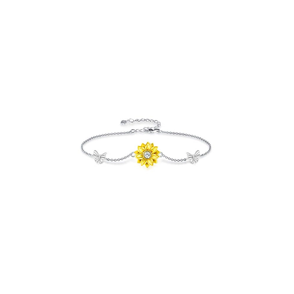 Pulseras de plata de ley 925 para mujer ajustable con dije