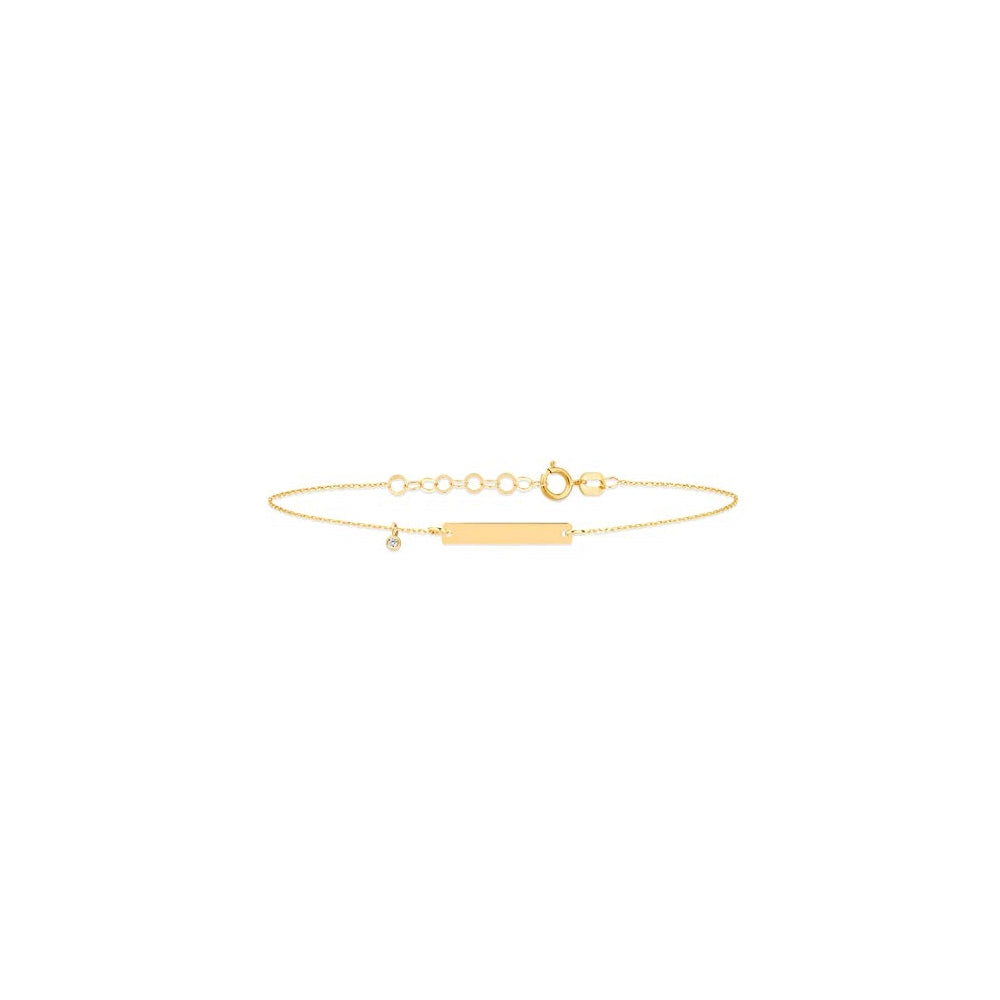 Pulseras ajustable de oro macizo de 14 quilates con cadena