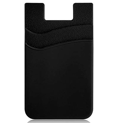 Tarjetero para la parte posterior del teléfono, cartera de silicona con bolsillos para tarjetas de crédito de identificación para teléfonos inteligentes