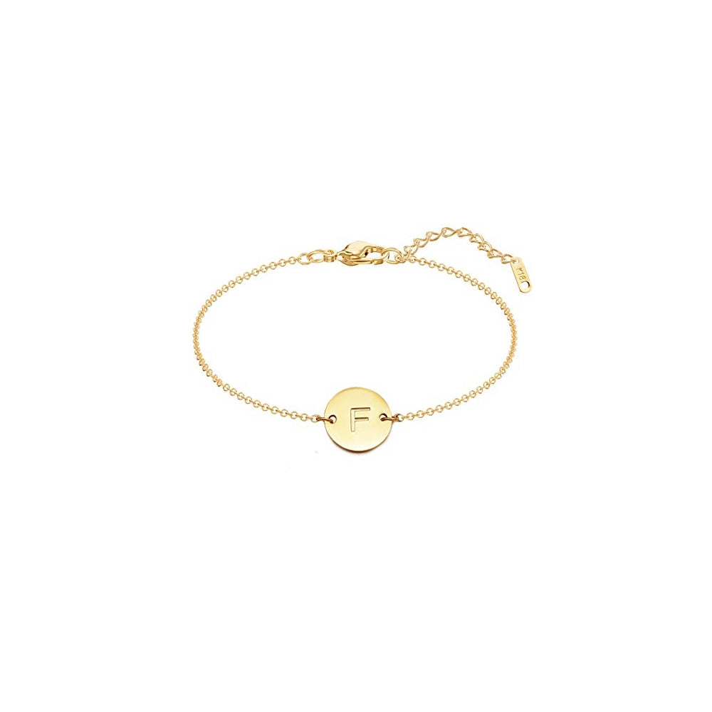 Pulseras y tobilleras con inicial chapada en oro
