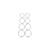 Aretes de aro de plata para mujeres 4 pares