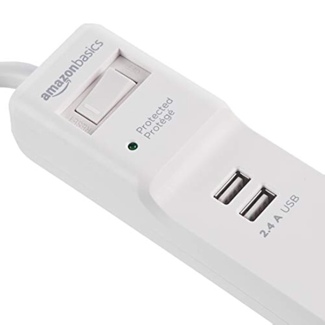 Protector de sobretensiones de 6 tomas con 2 puertos USB