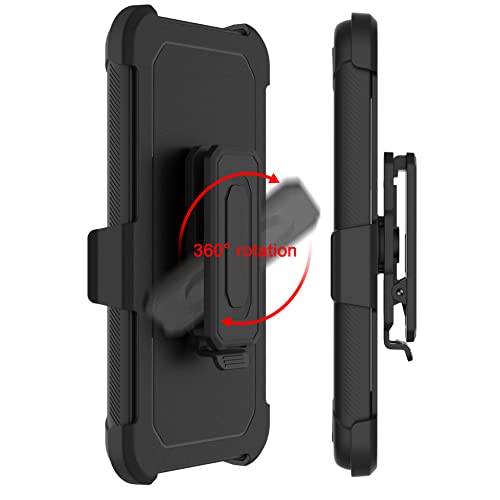Leptech Funda para Samsung Galaxy A03S con protector de pantalla de vidrio templado, [Serie Funda] Clip de cinturón duro, resistente, resistente, resistente, resistente, resistente a prueba de golpes, cubierta para teléfono celular (negro)