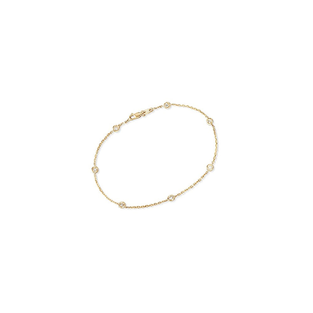 Pulseras de estación de diamantes engastada en oro amarillo