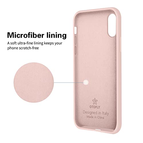 OTOFLY Funda de goma de gel de silicona líquida a prueba de golpes para iPhone Xs/iPhone X, antiarañazos y huellas dactilares, compatible con iPhone X/iPhone Xs de 5.8 pulgadas (2018), (rosa tiza)