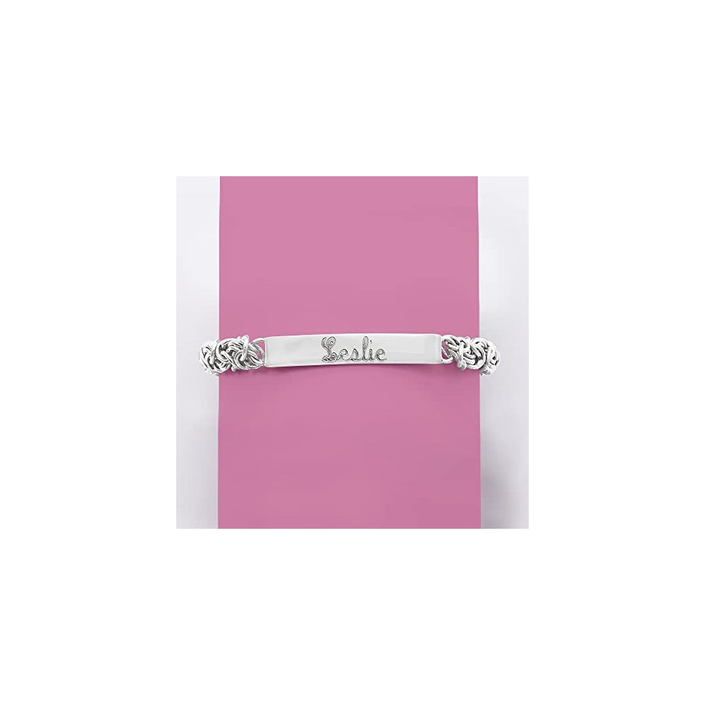 Pulseras de barra bizantina personalizada de plata de ley
