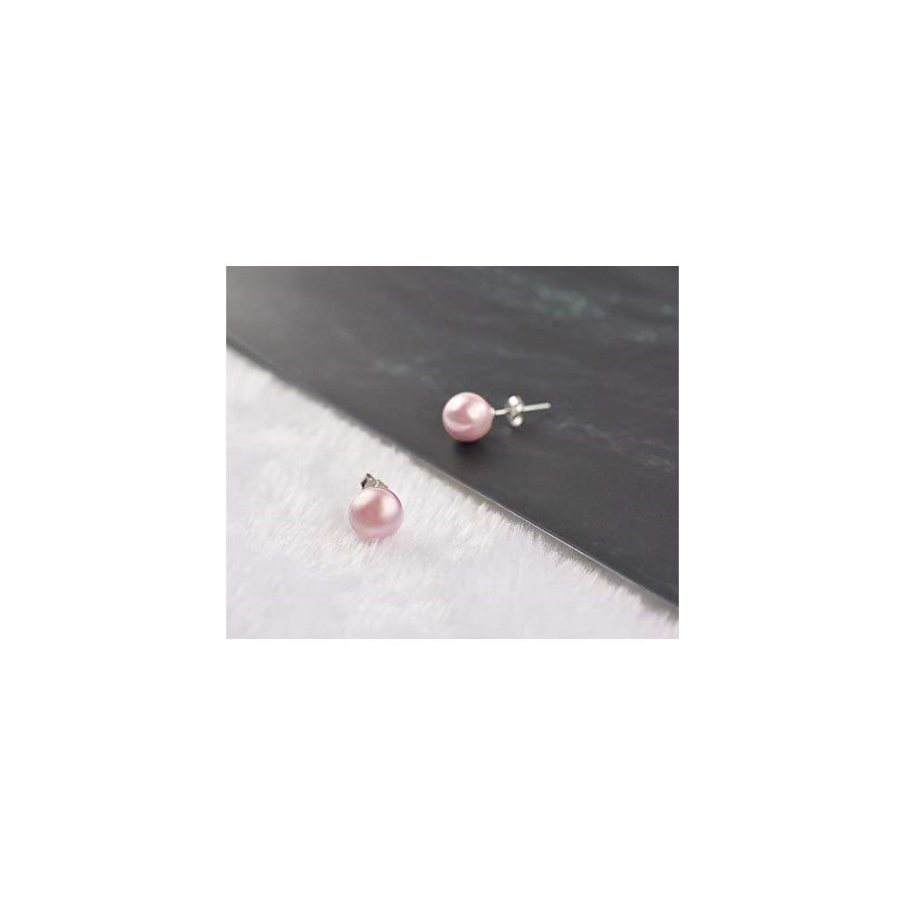 Aretes de perlas hipoalergénicos de plata para mujeres