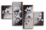 Elegantes flores florecientes 4 paneles Modernos 100% pintur