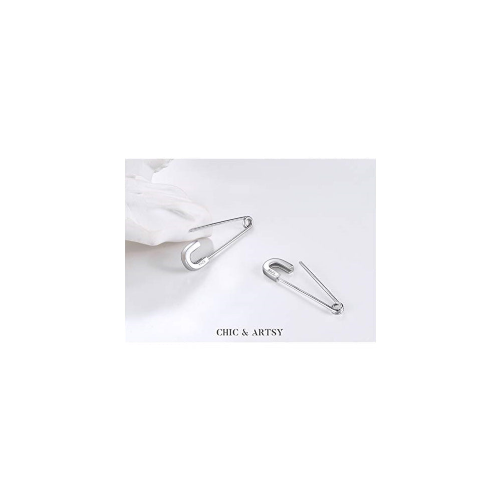 Aretes de plata con pasador de seguridad para mujeres