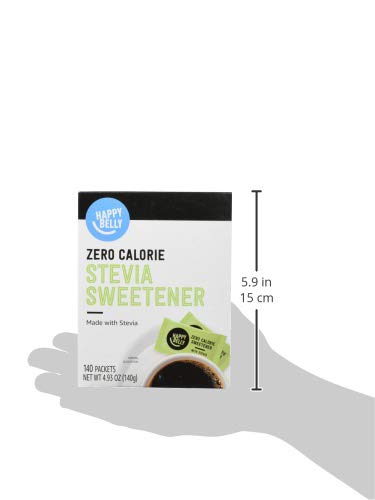 Endulzante Stevia en polvo, Happy Belly, 0 Calorías, 140 Paquetes