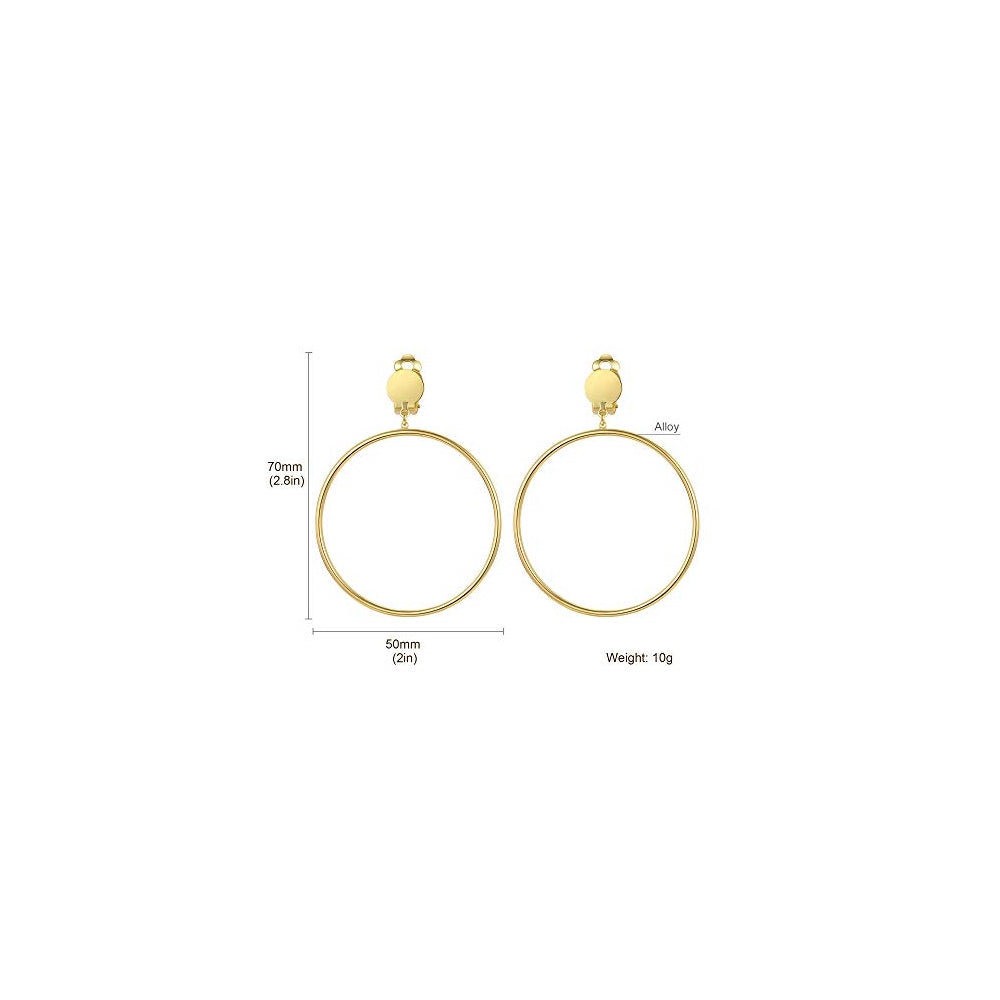 Aretes minimalistas de aro grande de 2 pulgadas con clip