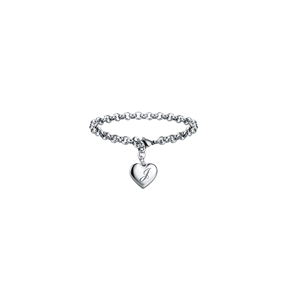 Pulseras de acero inoxidable y dije en forma de corazón