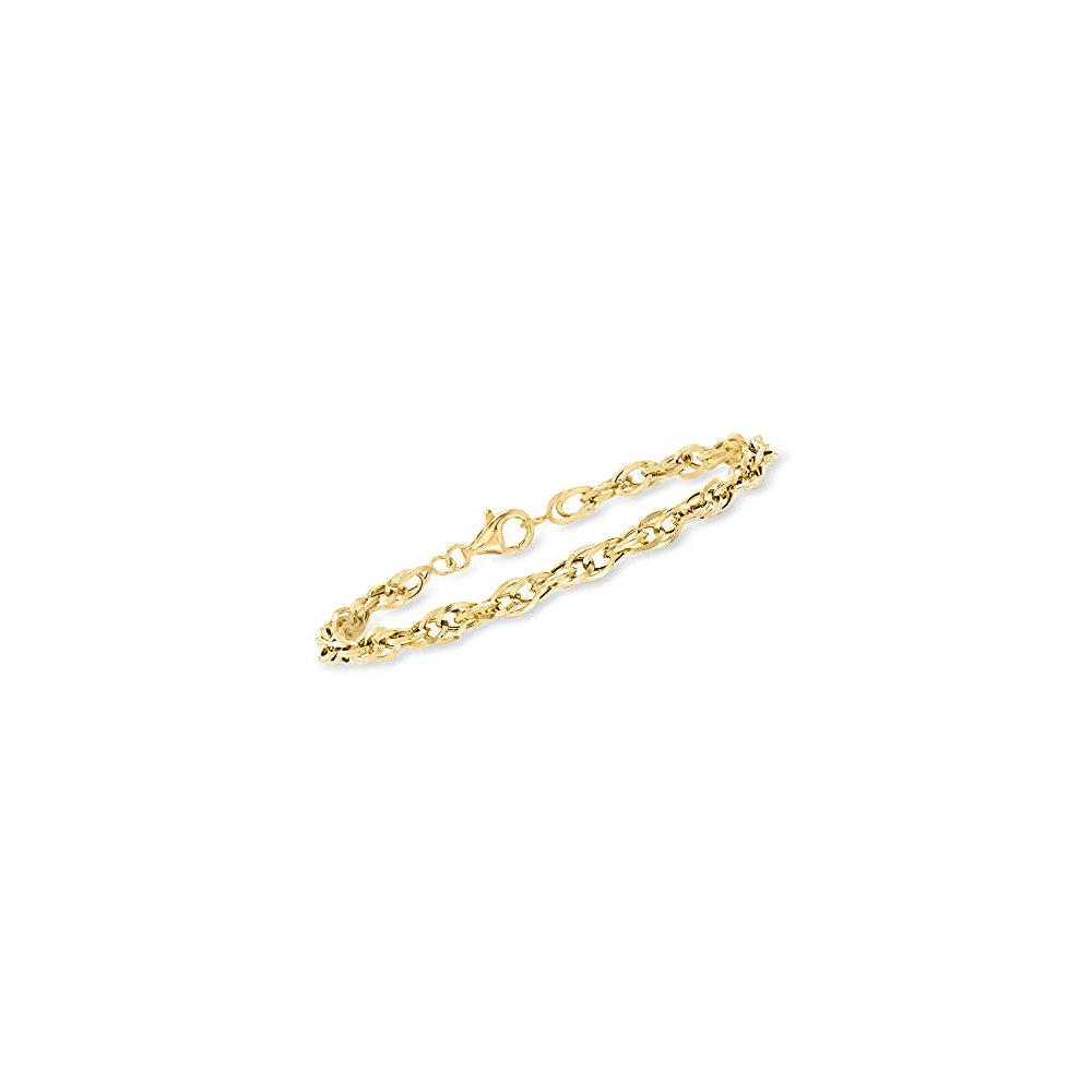 Pulseras de oro amarillo de 14 quilates entrelazada