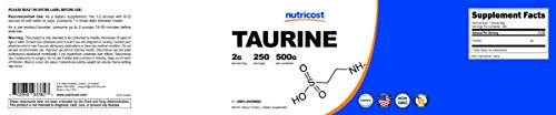 Nutricost Taurine Powder (500 gramos) - 250 porciones