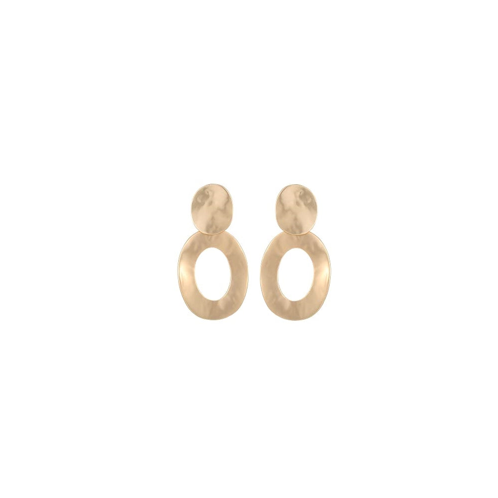 Aretes de clip geométricos de plata de oro mate