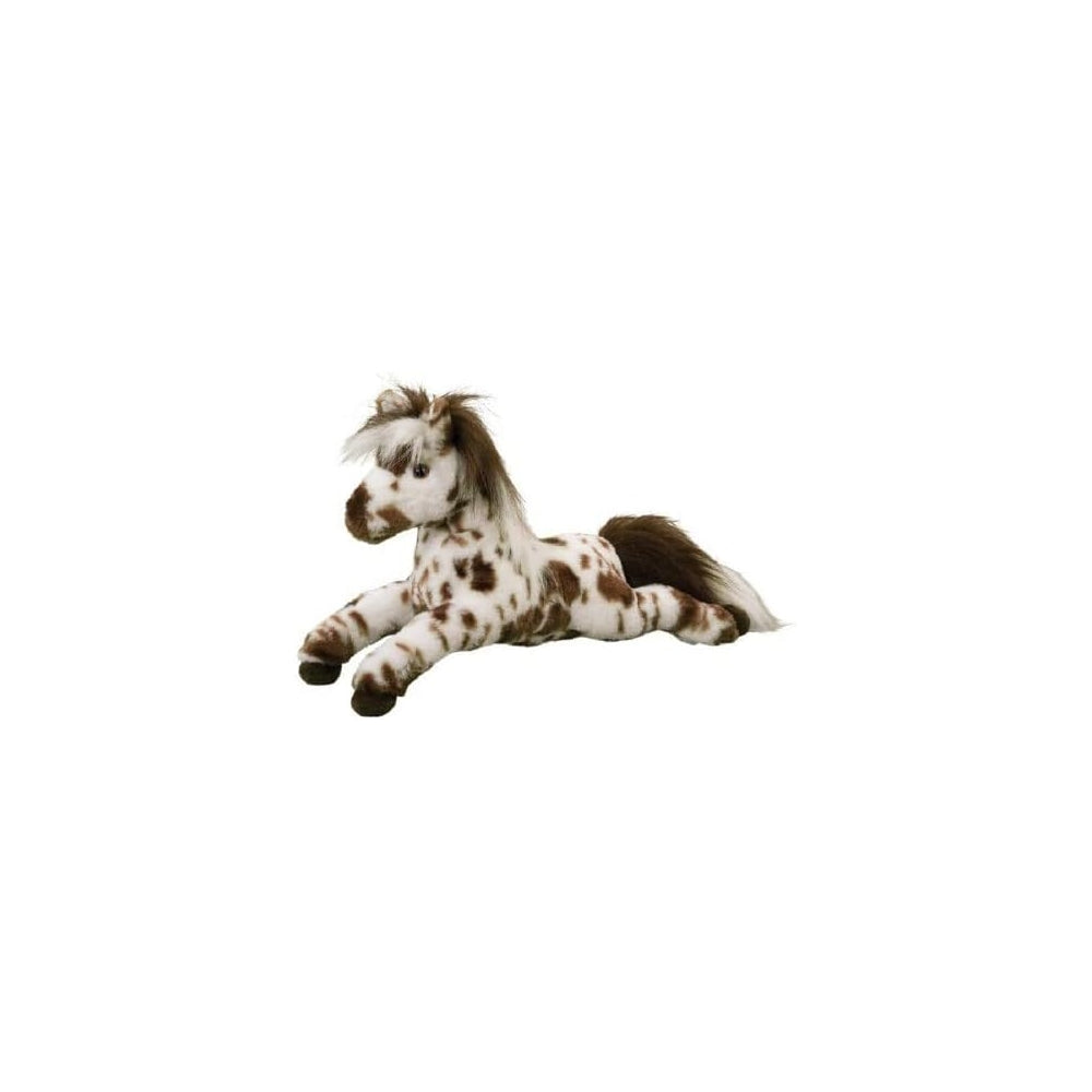 Peluche de caballo blanco/marrón con melena