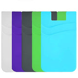 BIAJIYA Portatarjetas de teléfono de silicona con bolsillo para tarjetas de crédito para teléfonos inteligentes (púrpura, 1 verde, 1 azul y 1 blanco, 1 gris)