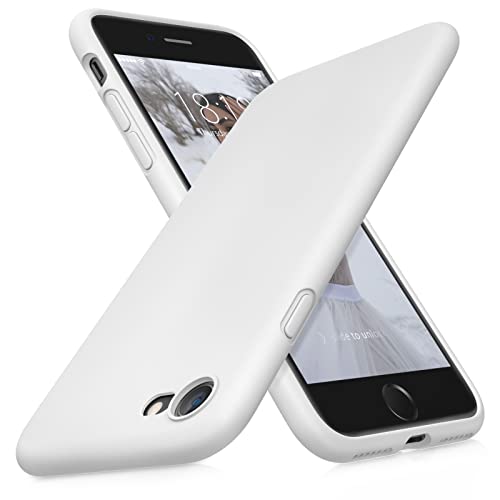 DTTOCASE - Funda para iPhone SE 2022/2020, iPhone 8, iPhone 7, funda de silicona líquida para iPhone SE 8 7 de 4.7 pulgadas, funda protectora colorida suave y sedosa para niñas y mujeres, color blanco