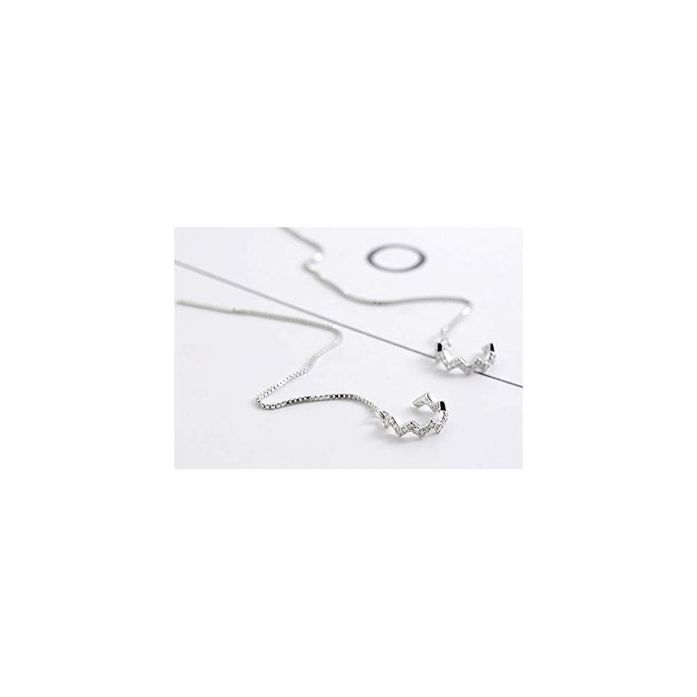 Aretes colgantes de plata con forma de onda para mujeres