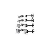 Aretes tipo dormilona de plata chapados en oro blanco
