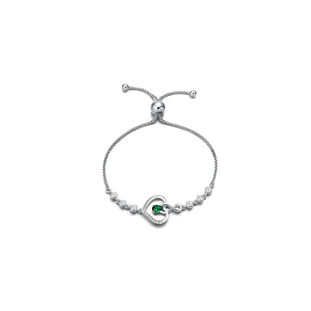 Pulseras de piedra natal para mujer plata de ley auténtica
