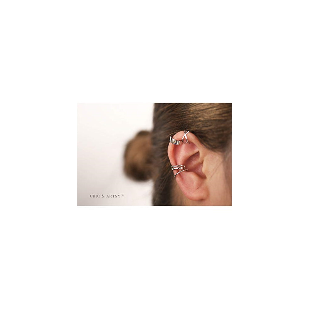 Aretes brazalete de plata para mujer