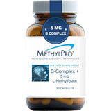 MethylPro B-Complex + 5 mg L-metilfolato (30 cápsulas) – Vitaminas de fuerza profesional B para energía, estado de ánimo + soporte inmunológico con metilfolato activo, metil B12, B6 como P-5-P – No OMG + sin gluten