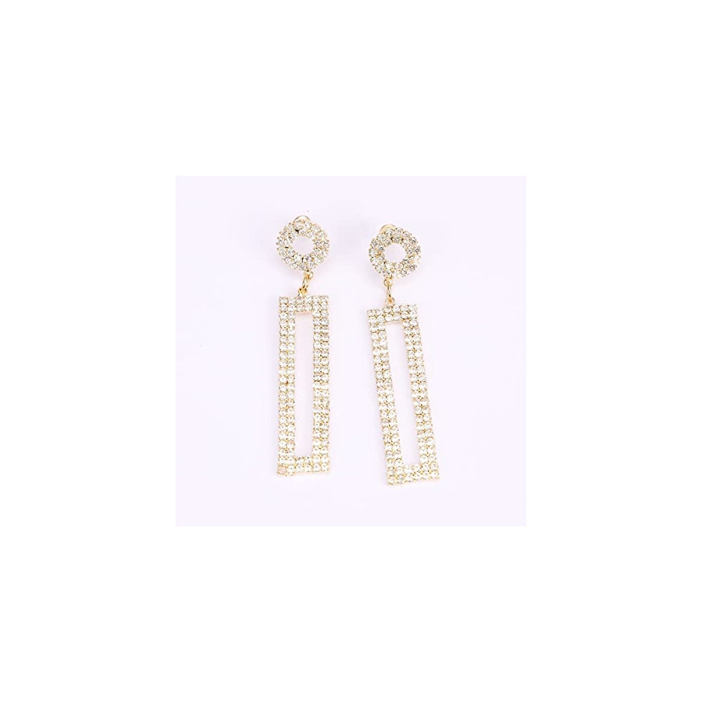 Aretes largos con diamantes de imitación para mujeres