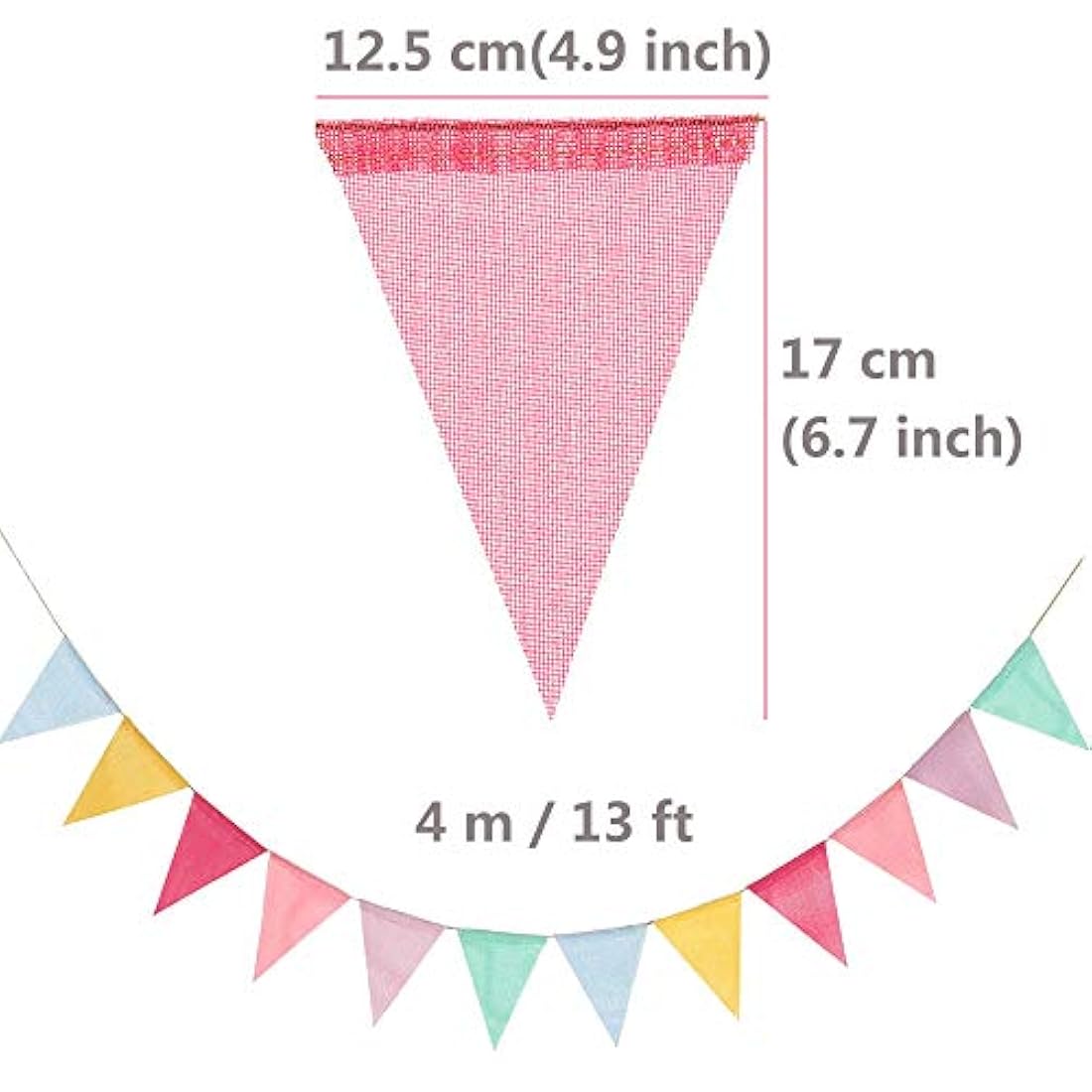 24 banderines multicolor Pennant banderines triangulares