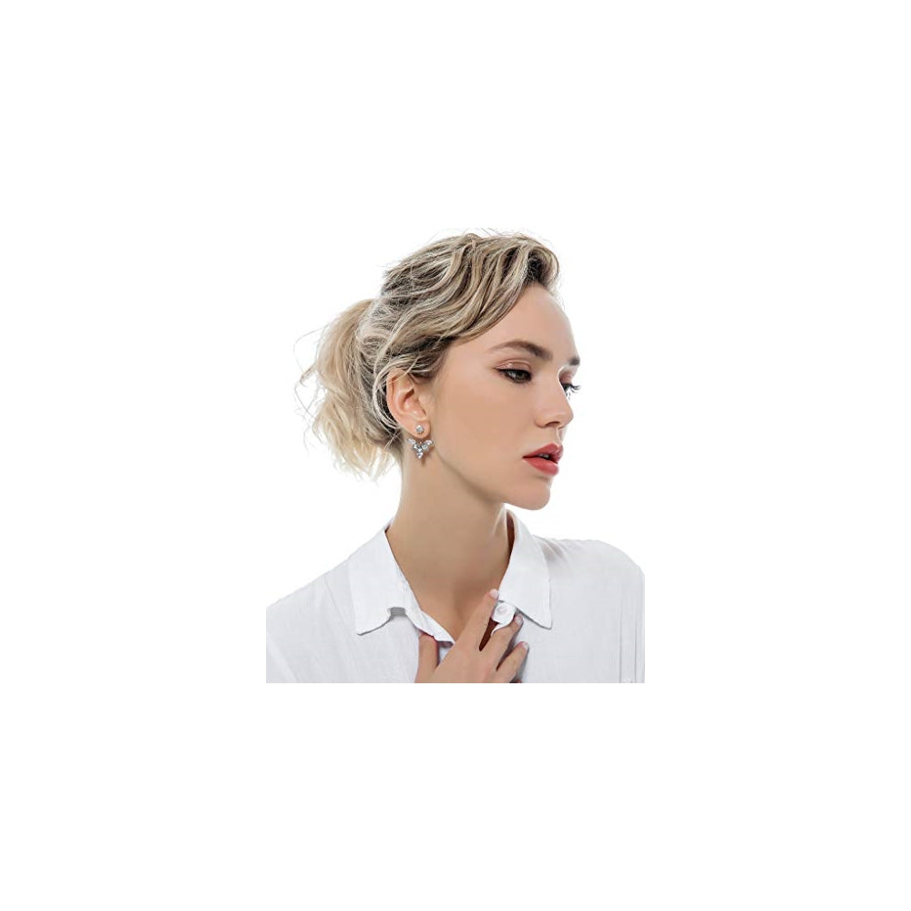 Aretes de flor de loto circonita cúbica para mujer 12 pares