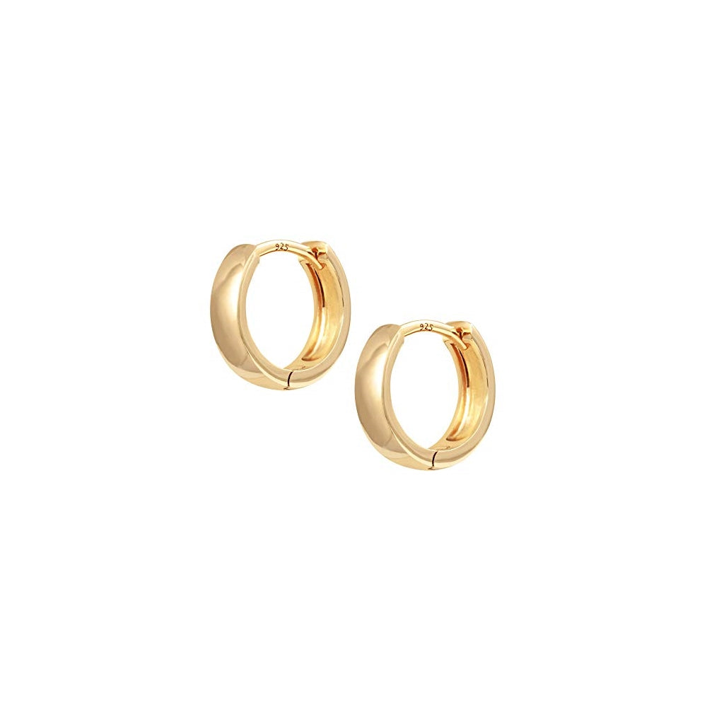 Aretes de plata tipo argolla chapados en oro para mujer