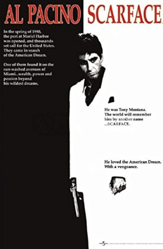 Póster de la película de Scarface Al Pacino, blanco y negro