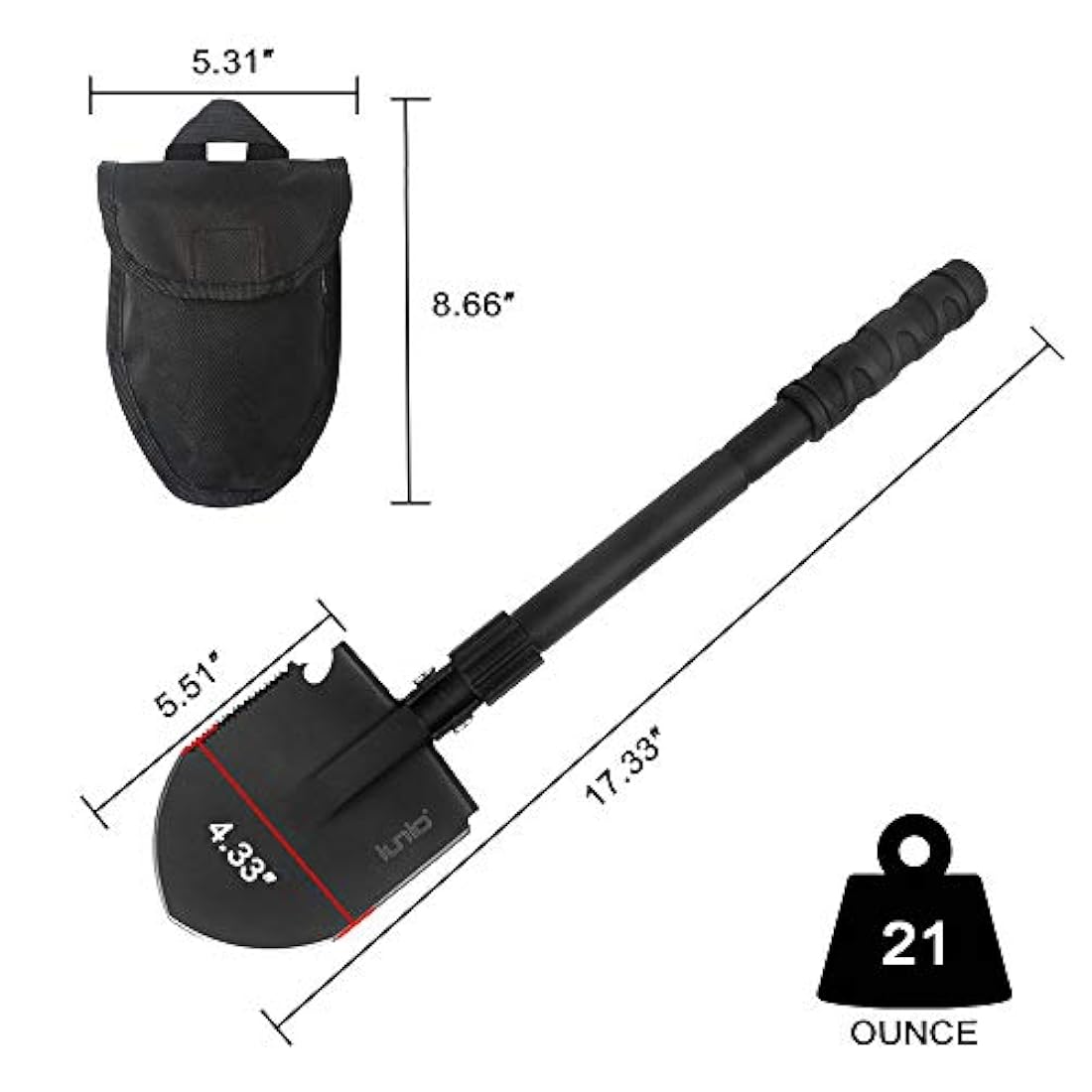 Pala plegable portátil, multiherramienta de acampada,iunio.