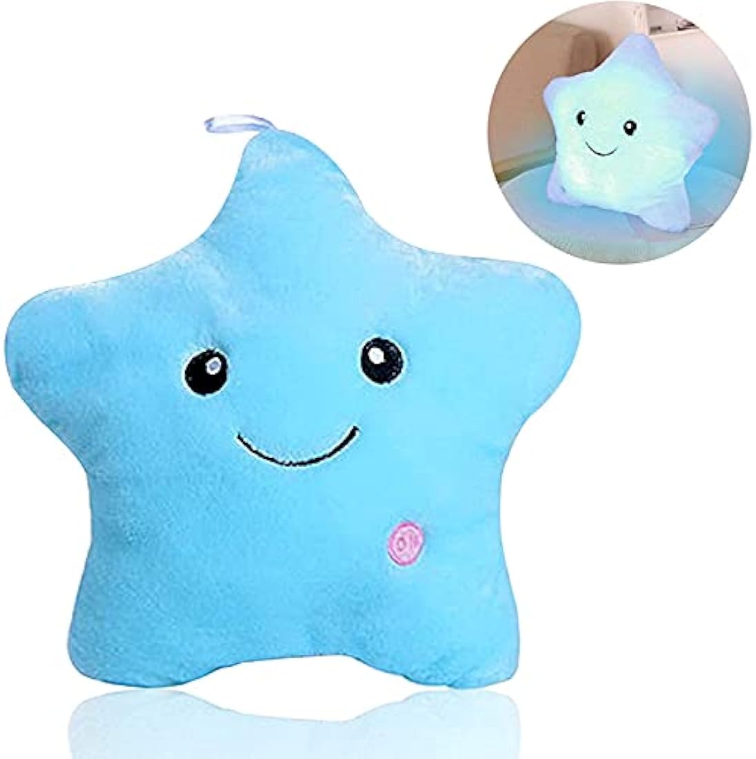 Peluche tipo Cojín con luz LED de estrella azul, de 14.0in