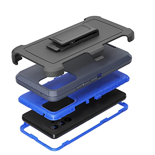 Funda compatible con Samsung Galaxy A53 5G, con clip para cinturón, resistente, resistente a los golpes, protección de cuerpo completo, con función atril, para Samsung Galaxy A53 5G (azul)