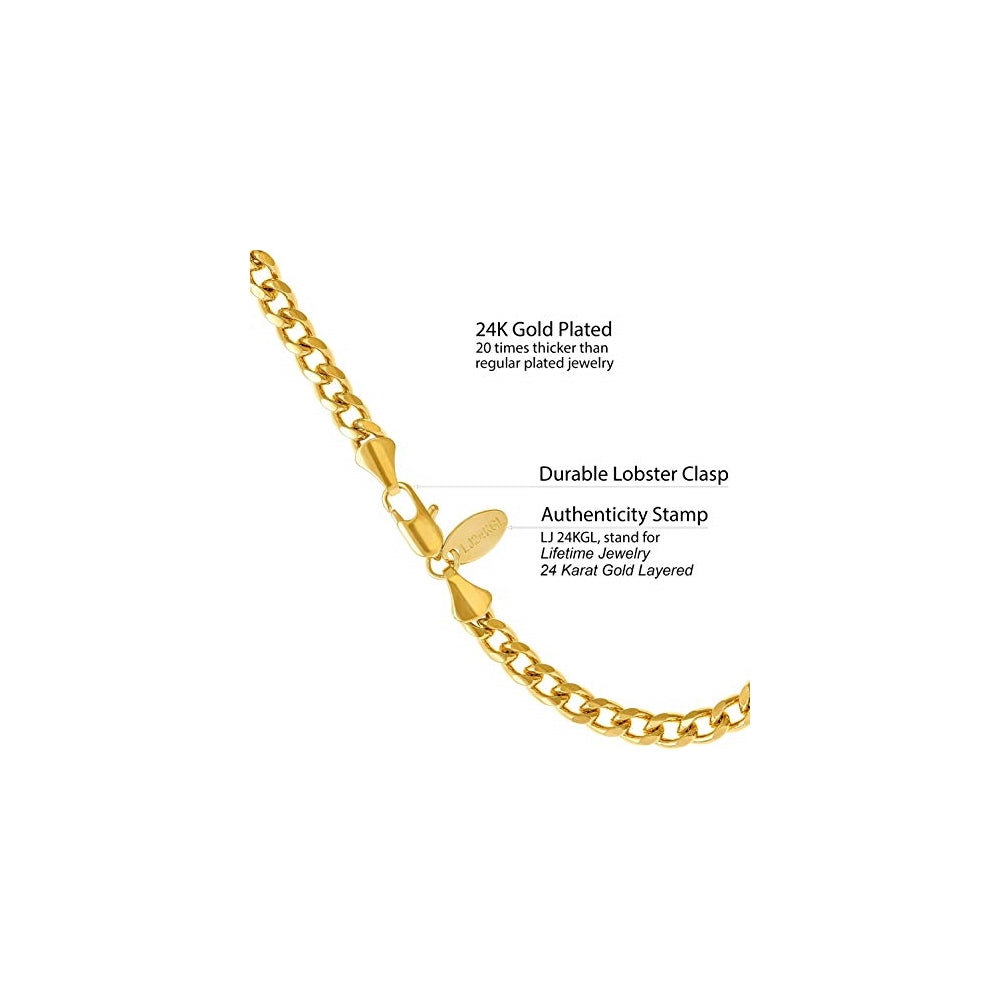 Pulseras de cadena de eslabones cubanos chapado en oro