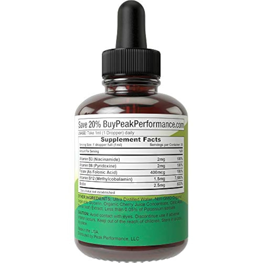 B Complex Liquid Drops suplemento vegano. Mejores vitaminas 5 B con B3 niacina, B6, B7 biotina, B9 folato, metilcobalamina B12. B-Complex para cabello, uñas de la piel, energía, alivio del estrés. Para adultos, hombres, mujeres.