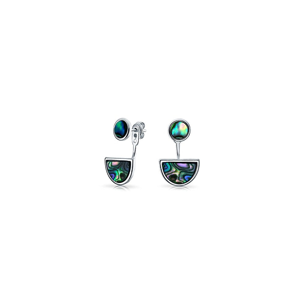 Aretes de concha con forma de círculo geométrico para mujer