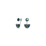 Aretes de concha con forma de círculo geométrico para mujer