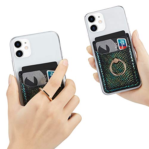 Tarjetero RFID para teléfono celular, tarjetero adhesivo para la parte posterior del teléfono para la mayoría de teléfonos inteligentes